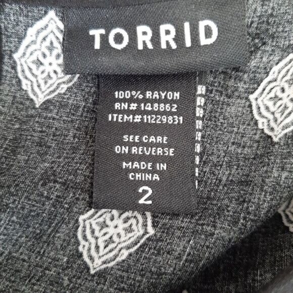 TORRID Border Print Smocked Challis Blouse Boho Sz 2X | 2 - Picture 11 of 11